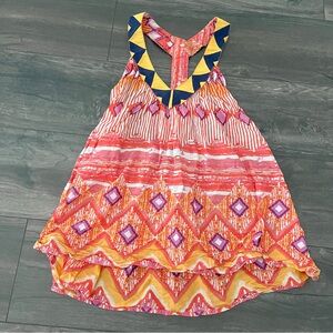 Moda International Printed Tank with Geometric Trim